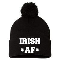 Irish AF St Patrick's Day Clover Pom Pom 12in Knit Beanie