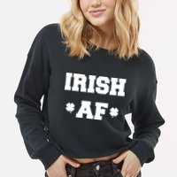 Irish AF St Patrick's Day Clover Cropped Pullover Crew