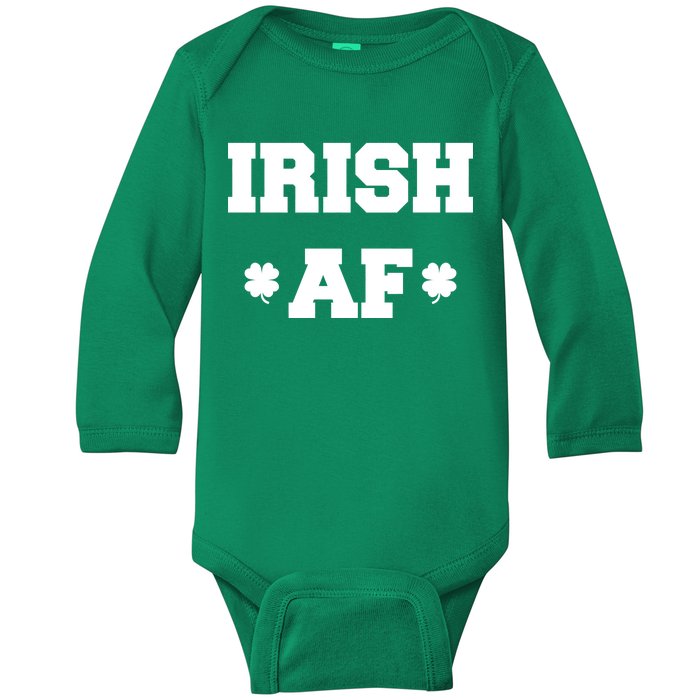 Irish AF St Patrick's Day Clover Baby Long Sleeve Bodysuit