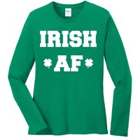 Irish AF St Patrick's Day Clover Ladies Long Sleeve Shirt