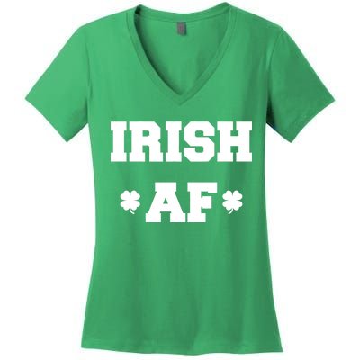 Irish AF St Patrick's Day Clover Women's V-Neck T-Shirt