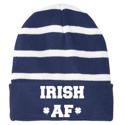 Irish AF St Patrick's Day Clover Striped Beanie with Solid Band