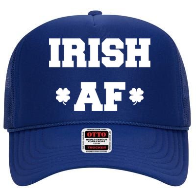 Irish AF St Patrick's Day Clover High Crown Mesh Back Trucker Hat