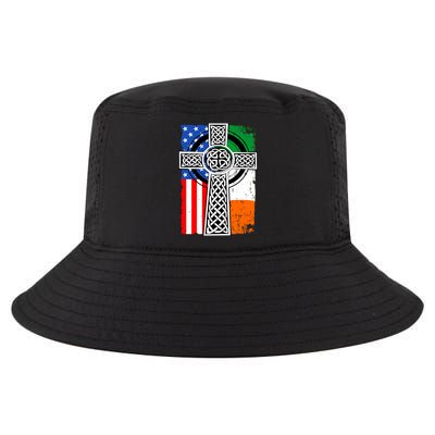 Irish American USA Flag Celtic Cross St Patrick's Day Cool Comfort Performance Bucket Hat