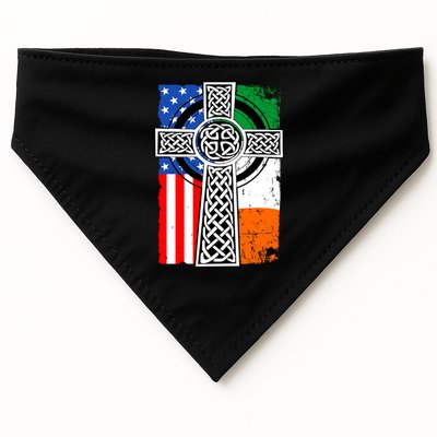 Irish American USA Flag Celtic Cross St Patrick's Day USA-Made Doggie Bandana