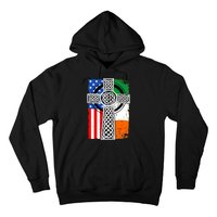 Irish American USA Flag Celtic Cross St Patrick's Day Hoodie