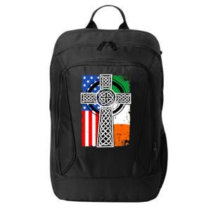 Irish American USA Flag Celtic Cross St Patrick's Day City Backpack