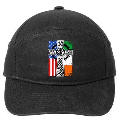 Irish American USA Flag Celtic Cross St Patrick's Day 7-Panel Snapback Hat
