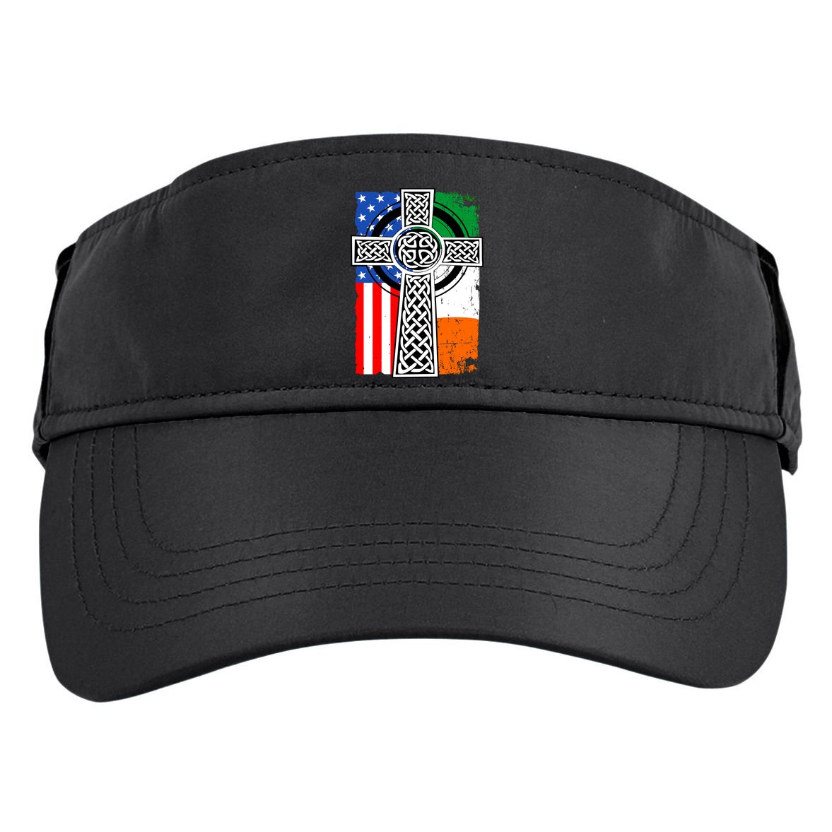Irish American USA Flag Celtic Cross St Patrick's Day Adult Drive Performance Visor
