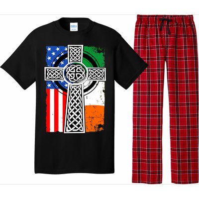 Irish American USA Flag Celtic Cross St Patrick's Day Pajama Set