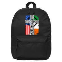 Irish American USA Flag Celtic Cross St Patrick's Day 16 in Basic Backpack