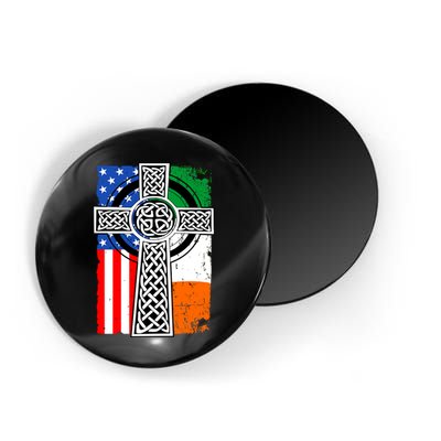 Irish American USA Flag Celtic Cross St Patrick's Day Magnet