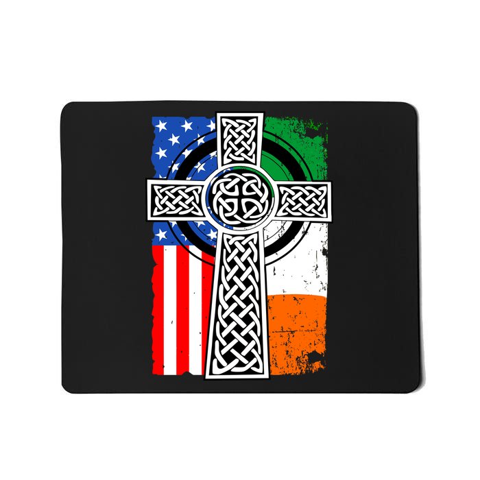 Irish American USA Flag Celtic Cross St Patrick's Day Mousepad