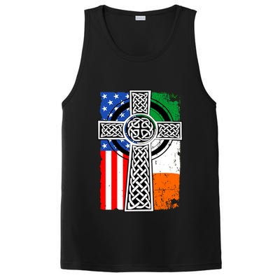 Irish American USA Flag Celtic Cross St Patrick's Day PosiCharge Competitor Tank