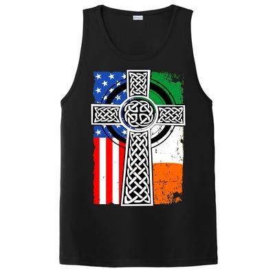 Irish American USA Flag Celtic Cross St Patrick's Day PosiCharge Competitor Tank