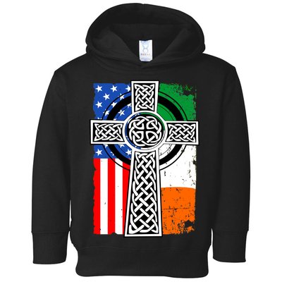 Irish American USA Flag Celtic Cross St Patrick's Day Toddler Hoodie