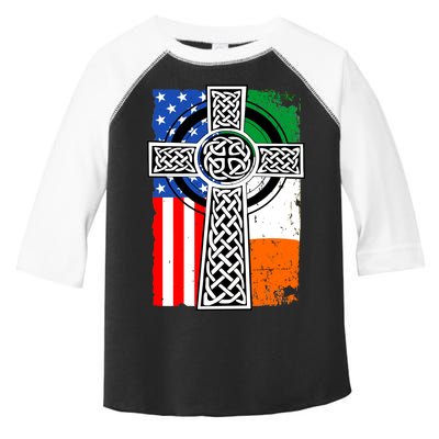 Irish American USA Flag Celtic Cross St Patrick's Day Toddler Fine Jersey T-Shirt