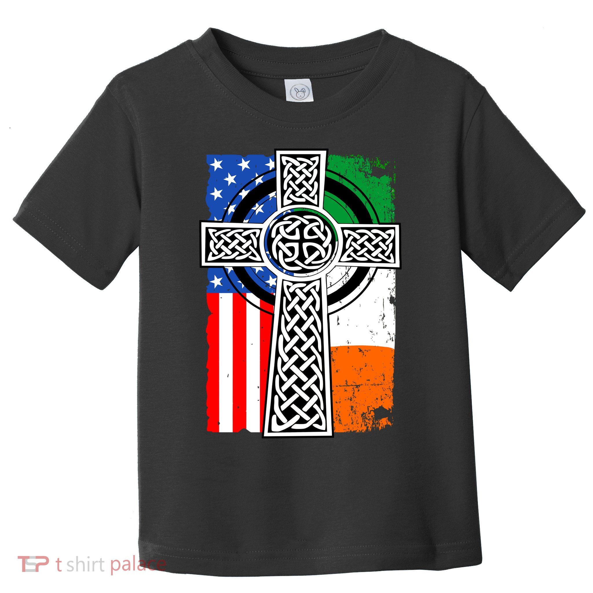 Irish American USA Flag Celtic Cross St Patrick's Day Toddler T-Shirt