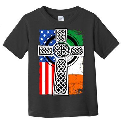 Irish American USA Flag Celtic Cross St Patrick's Day Toddler T-Shirt