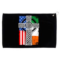 Irish American USA Flag Celtic Cross St Patrick's Day Grommeted Golf Towel