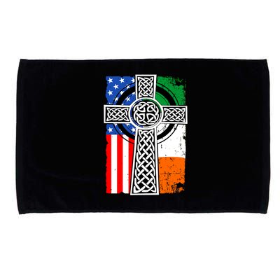 Irish American USA Flag Celtic Cross St Patrick's Day Microfiber Hand Towel