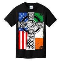 Irish American USA Flag Celtic Cross St Patrick's Day Kids T-Shirt