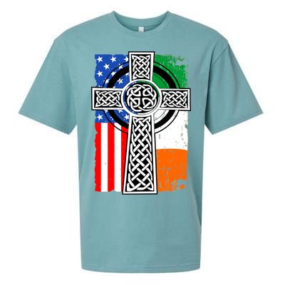 Irish American USA Flag Celtic Cross St Patrick's Day Sueded Cloud Jersey T-Shirt