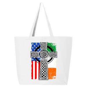 Irish American USA Flag Celtic Cross St Patrick's Day 25L Jumbo Tote