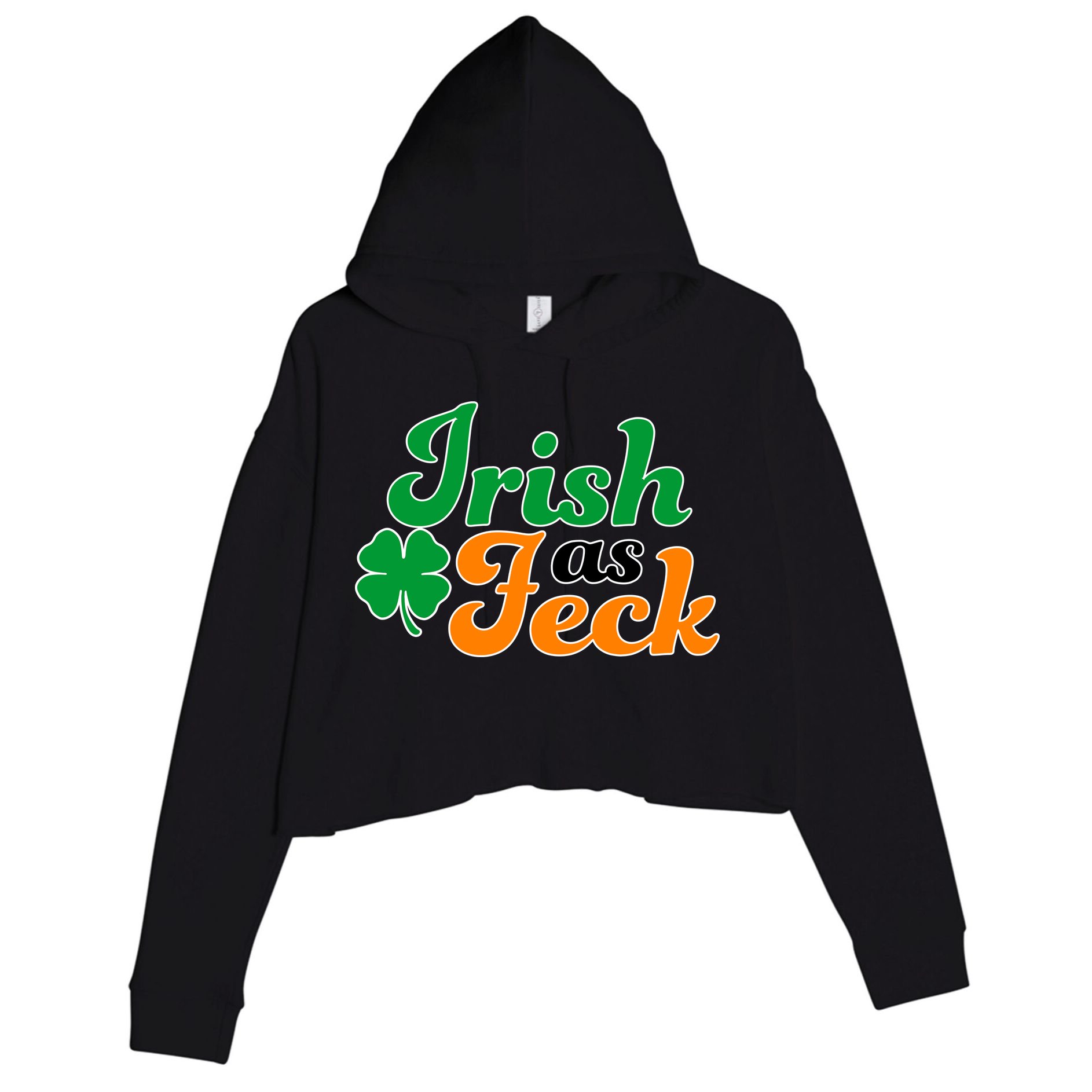 Irish as Feck Funny St. Patrick's Day Crop Fleece Hoodie