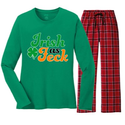 Irish as Feck Funny St. Patrick's Day Women's Long Sleeve Flannel Pajama Set 