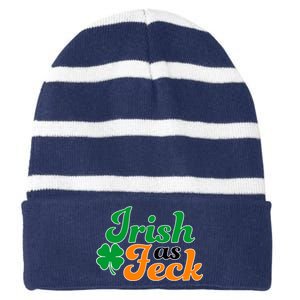 Irish as Feck Funny St. Patrick's Day Striped Beanie with Solid Band