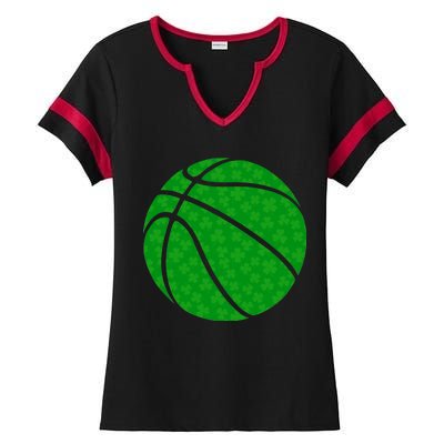 Irish Basketball Shamrock Clover Ladies Halftime Notch Neck Tee