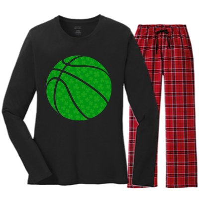 Irish Basketball Shamrock Clover Women's Long Sleeve Flannel Pajama Set 