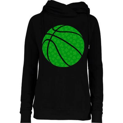 Irish Basketball Shamrock Clover Womens Funnel Neck Pullover Hood