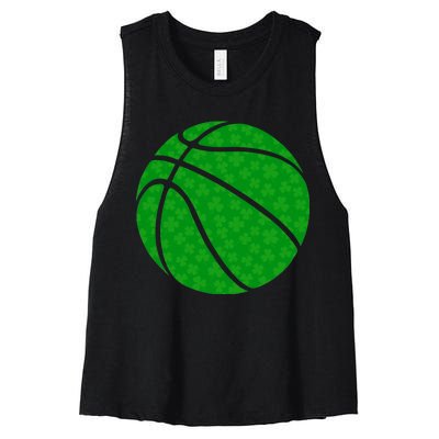 Irish Basketball Shamrock Clover Women's Racerback Cropped Tank