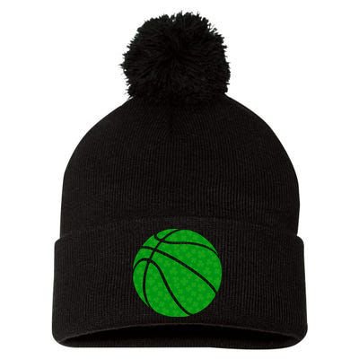 Irish Basketball Shamrock Clover Pom Pom 12in Knit Beanie