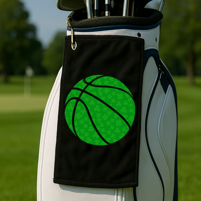 Irish Basketball Shamrock Clover Golf Towel