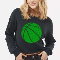 Irish Basketball Shamrock Clover Cropped Pullover Crew