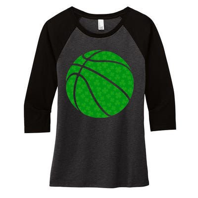 Irish Basketball Shamrock Clover Women's Tri-Blend 3/4-Sleeve Raglan Shirt