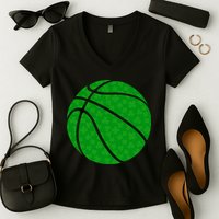 Irish Basketball Shamrock Clover Women's V-Neck T-Shirt