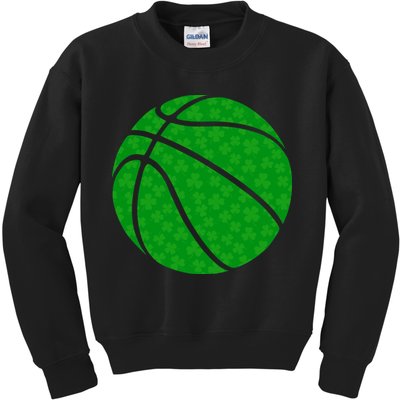 Irish Basketball Shamrock Clover Kids Sweatshirt