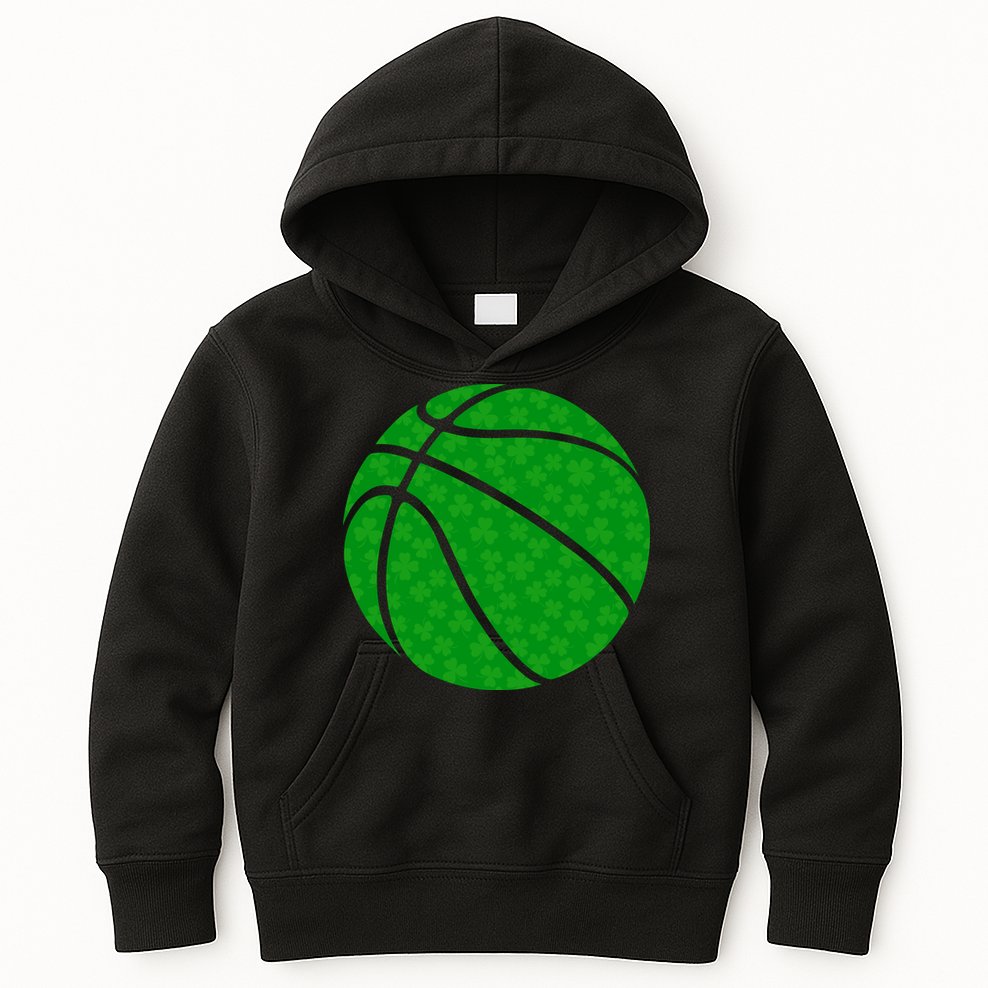 Irish Basketball Shamrock Clover Kids Hoodie