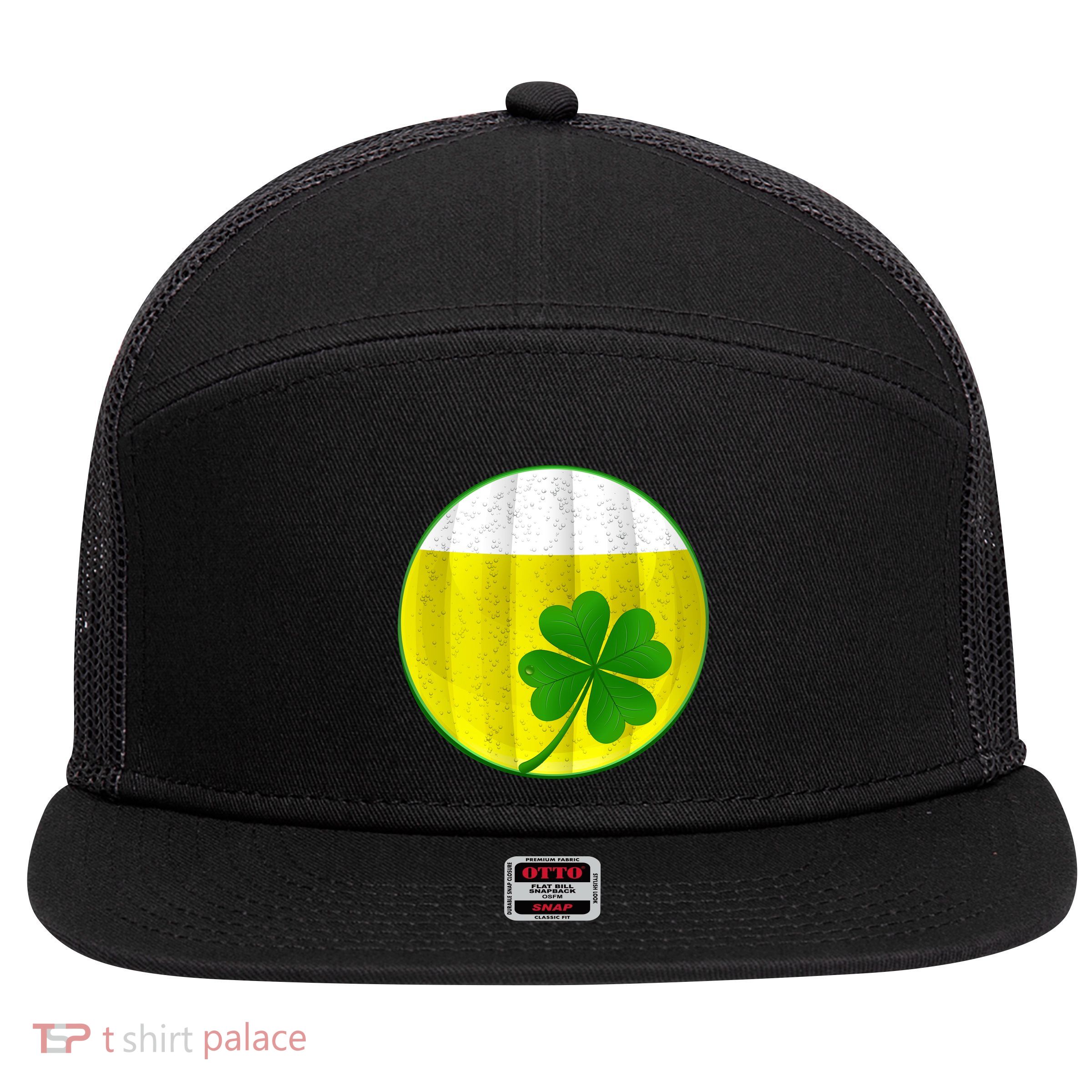 Irish Beer Clover Flag 7 Panel Mesh Trucker Snapback Hat