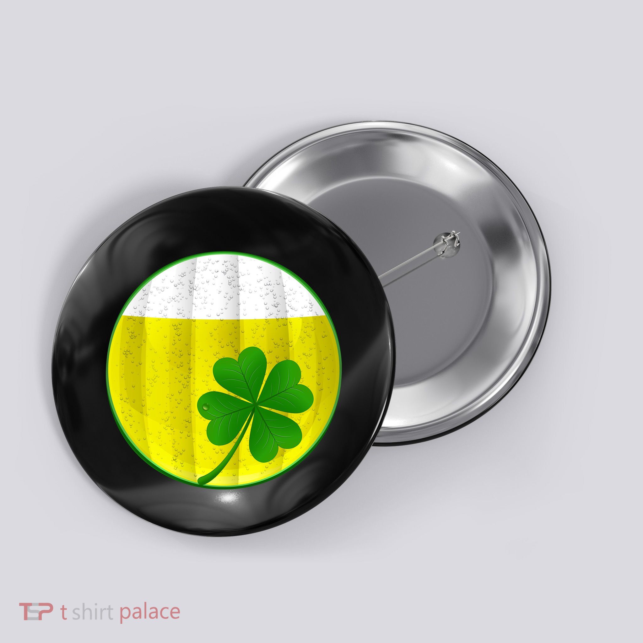 Irish Beer Clover Flag Button