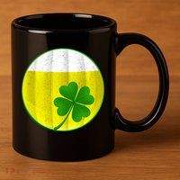 Irish Beer Clover Flag 11oz C Handle Ceramic Mug