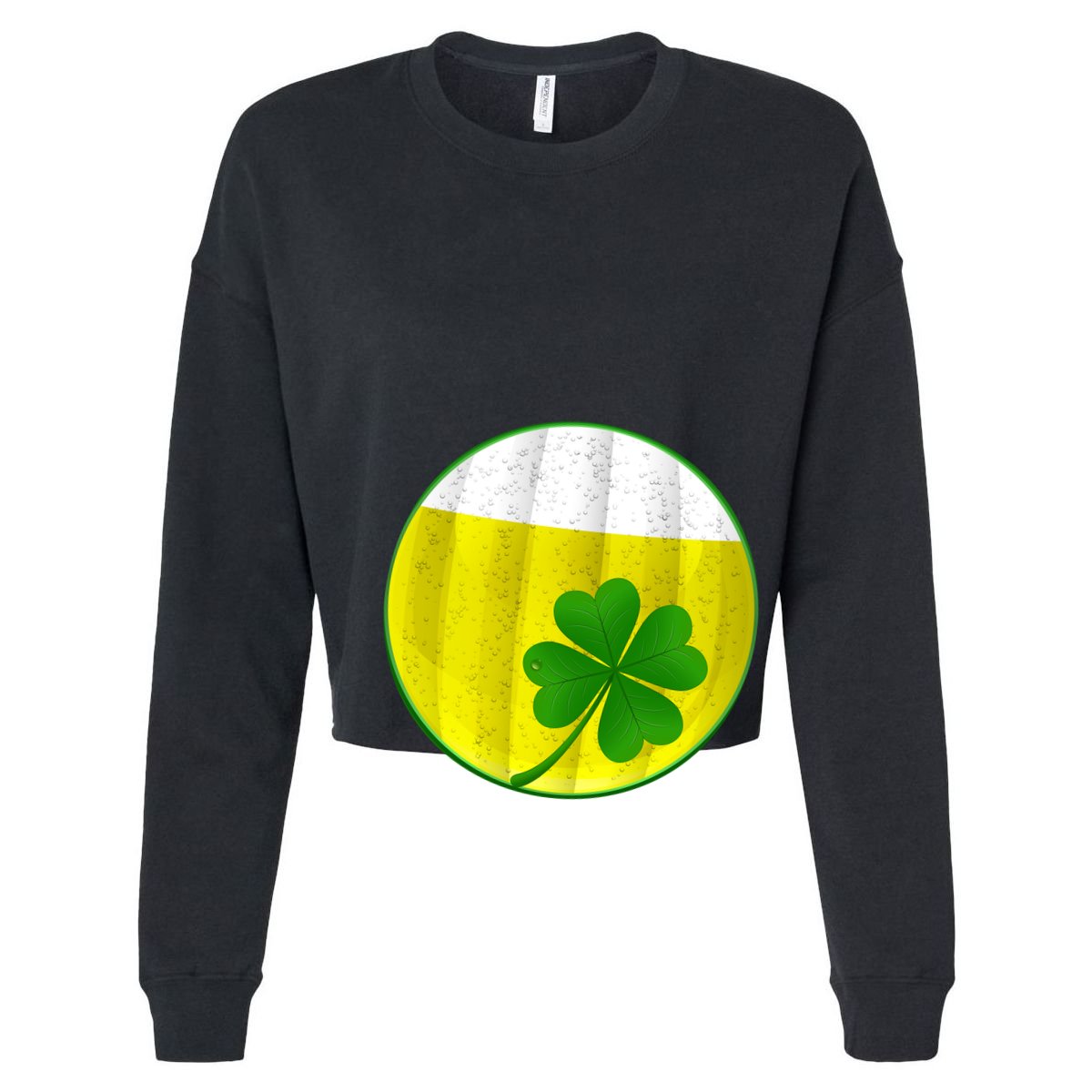 Irish Beer Clover Flag Cropped Pullover Crew