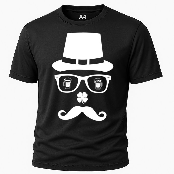 Irish Beer Mustache St. Patrick's Day Face Cooling Performance Crew T-Shirt