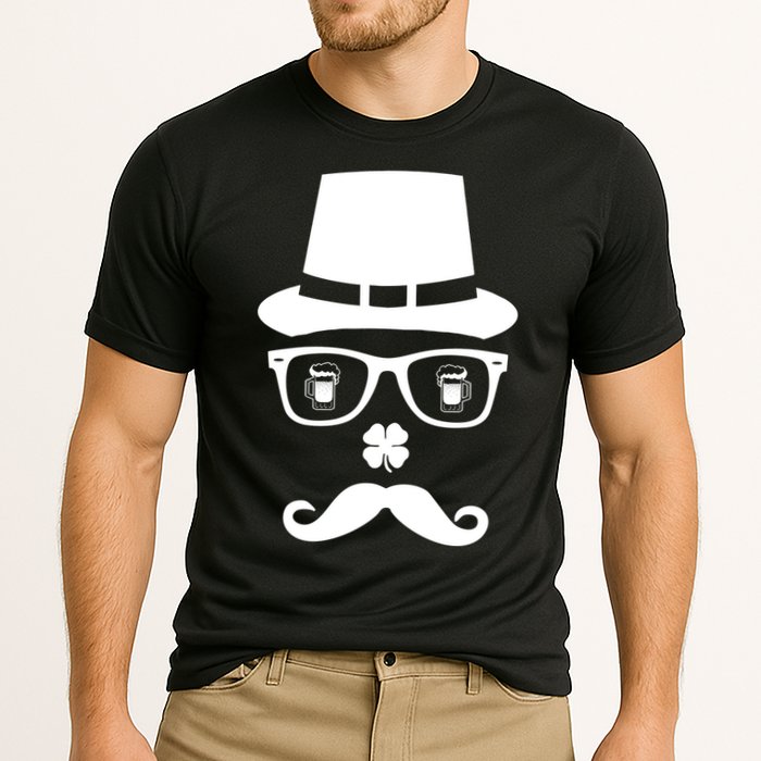Irish Beer Mustache St. Patrick's Day Face Cooling Performance Crew T-Shirt