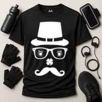 Irish Beer Mustache St. Patrick's Day Face Cooling Performance Crew T-Shirt