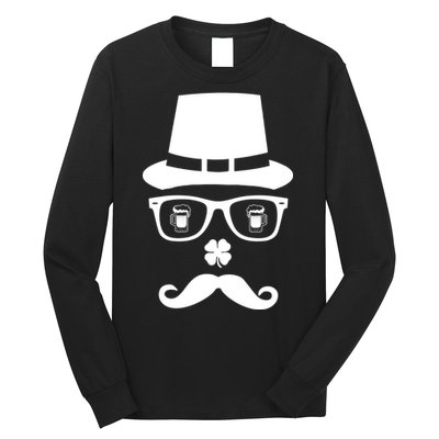 Irish Beer Mustache St. Patrick's Day Face Long Sleeve Shirt